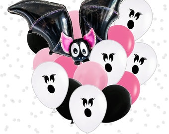 Pink Halloween Bat Ghost Birthday party decorations baby shower balloon arch Ghost supplies for her, Cute Halloween decor, Funny Spooky