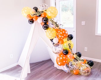 Construction theme birthday party supplies for boys girls Confetti balloon arch Under construction baby shower party themed decorations bday