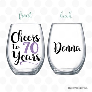 Cheers to 70 years, 1953 70th birthday gifts for women, Large wine glass, 70th birthday wine glass, 70th birthday gift, 70th birthday