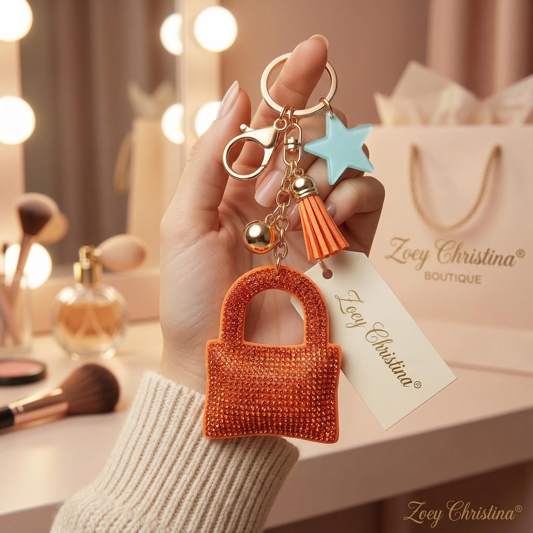Orange Rhinestone Padlock Keychain: Sparkly Bag Charm Gift - Etsy