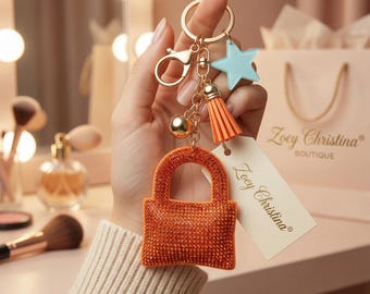 Orange Rhinestone Padlock Keychain: Sparkly Bag Charm Gift - Etsy