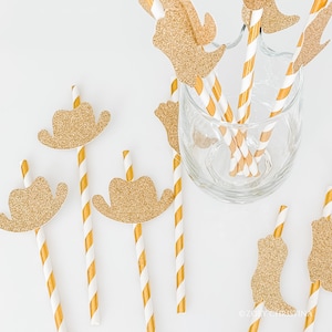 last Ride rodeo bachelorette party decorations Paper Straws hoedown party supplies, Birthday theme, farm theme cowgirl accessories 12pk Gold