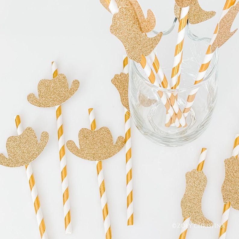 last Ride rodeo bachelorette party decorations Paper Straws hoedown party supplies, Birthday theme, farm theme cowgirl accessories 12pk Oro