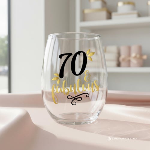 70th Birthday Gifts for Women, 70th Birthday gift for mom grandma aunt, 70 and Fabulous wine glass for her, 1953 bday present idea