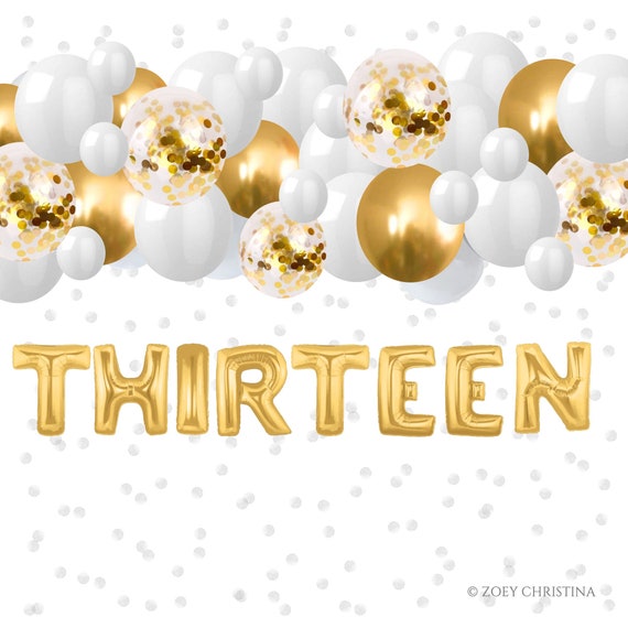 Kit Decorazione 13° Compleanno - Ghirlanda Cuori Oro Rosa Per Feste Adolescenti - Foto 11