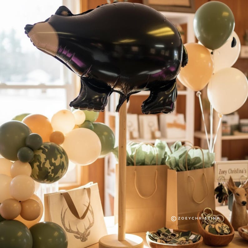 Black Bear Birthday Balloon: Lumberjack Woodland Party Decor image 4