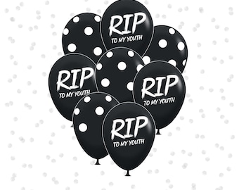 Multi Pack - Death to my 20s party decorations, Youth Twenties RIP Party, Black balloon bouquet, RIP to my youth Black balloon party for her