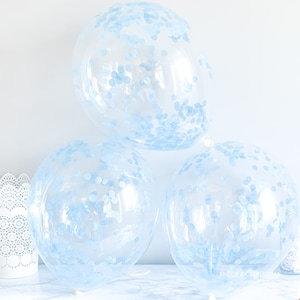 Light Pastel Blue tones Party Decorations Supplies, Blueberry Theme Birthday under the sea Confetti balloon Bridal shower baby Ice snow