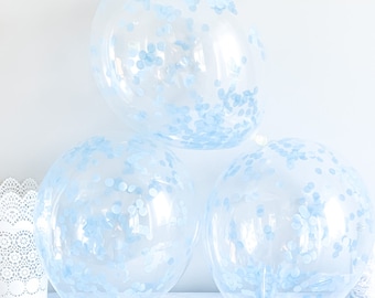 Light Pastel Blue tones Party Decorations Supplies, Blueberry Theme Birthday under the sea Confetti balloon Bridal shower baby Ice snow