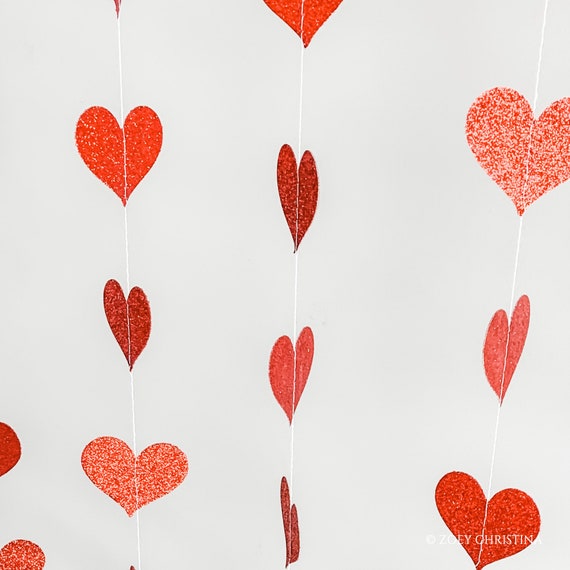 Guirnalda de corazón de San Valentín, 10 unidades, guirnalda de corazón de  papel, decoración de corazones románticos para decoración de San Valentín
