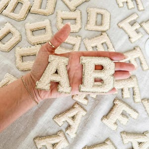 Gold Chenille Letter Patch: 2.5" Self-Adhesive Initial DIY