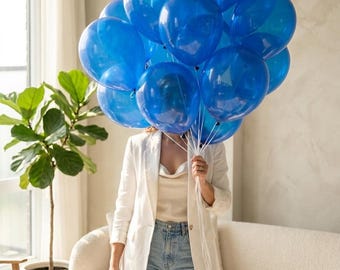 Transparent Blue Balloons 50 Pack | Royal Blue Party Decor for Birthdays, Baby Showers & Graduations