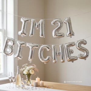 21st Birthday Balloon Banner: Gold or Rose Gold Party Decor