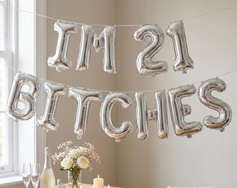 21st Birthday Balloon Banner: Gold or Rose Gold Party Decor
