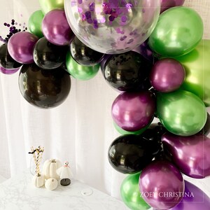 Purple and Green Birthday party Balloon Garland decorations decor kit Birthday, Boo Adult Halloween Kid Parties supplies accessories arch image 2