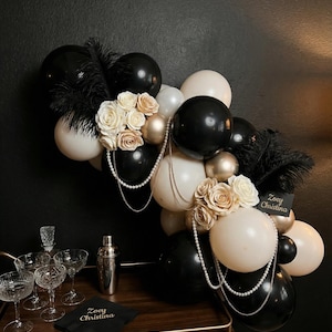 Gatsby Balloon Garland Kit: Black, Gold, Glam Party Decor