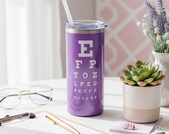 Optometry Coffee Tumbler: Eye Chart Travel Cup for Eye Doctors, Optometrists, Students