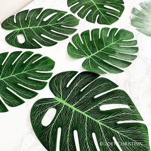 Fügen Sie auf Tropische Junggesellenabschiedsdekorationen, künstliches Palmenblattdekor, letzter Spritzstrand, Monstera-Blatt- Poolpartyzubehörzubehör