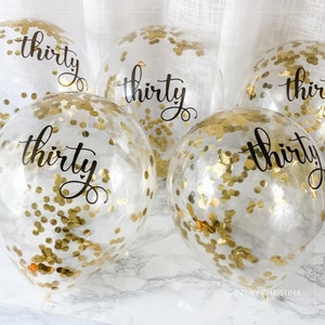 30th Birthday Gold or Rose gold Confetti party decorations for her, balloon diy bouquet, 30 Thirty balloon Cheers to 30 years Women birthday