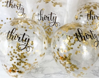 30th Birthday Gold or Rose gold Confetti party decorations for her, balloon diy bouquet, 30 Thirty balloon Cheers to 30 years Women birthday