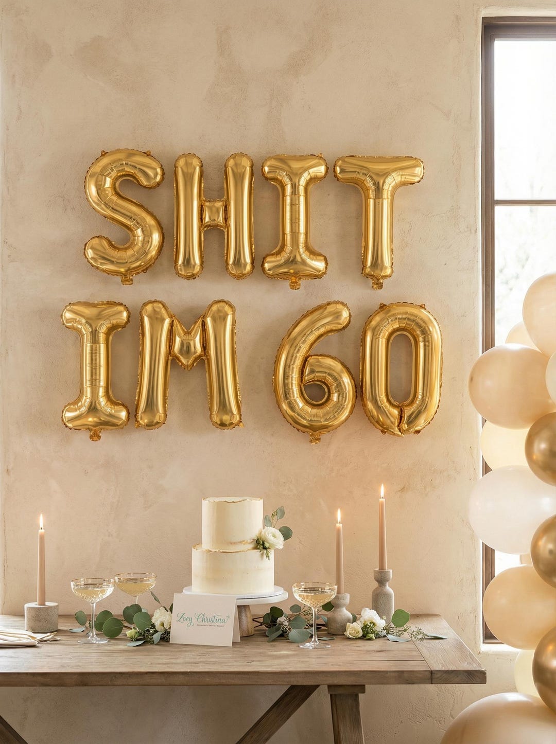 Shit Decarations Shit Im 60 Balloon Banner: 60th Birthday Party Decorations for Women ...