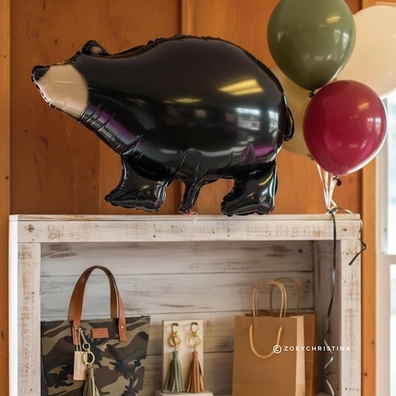 Black Bear Birthday Balloon: Lumberjack Woodland Party Decor