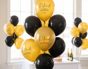 Ballons de retraite : décorations de retraite noires et dorées