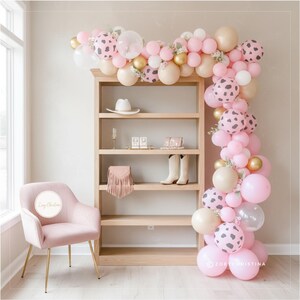 Space Cowgirl Balloon Garland Kit: Pink Cow Print Party Decor