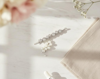 Pinza para el cabello de novia con perlas y cristales, accesorio de boda de estilo vintage