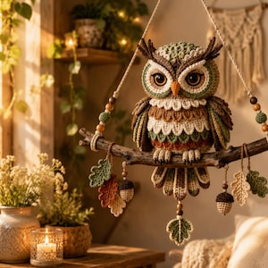 Crochet Owl Wall Hanging Pattern | Rustic Woodland Crochet Home Décor  (PDF Download)