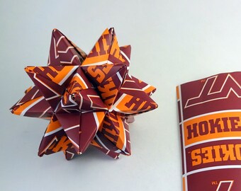 Medium Ornament made from Virginia Tech Hokies Paper, Hokies Star, NCAA Ornament, Virginia Tech Hokies Decoration