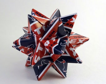 Medium Ornament made from Houston Texans Paper, Texans Star, NFL Ornament, Houston Texans Decoration