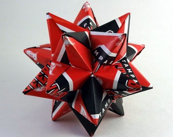 Medium Star made with Tampa Bay Buccaneers paper, Ornament, Christmas Ornament, decoration