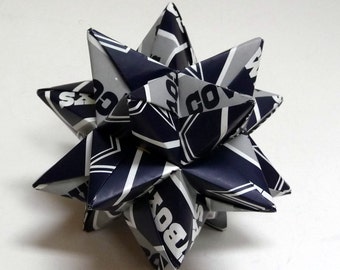 Medium Origami Star Made From Licensed Dallas Cowboys NFL Paper, Cowboys Ornament, Dallas Decoration