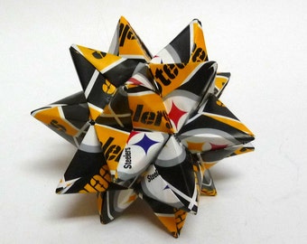 Medium Ornament made from Pittsburgh Steelers Paper, Steelers Star, NFL Ornament, Pittsburgh Steelers Decoration