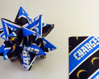 Medium Star made with San Diego Chargers paper, Ornament, Christmas Ornament, decoration