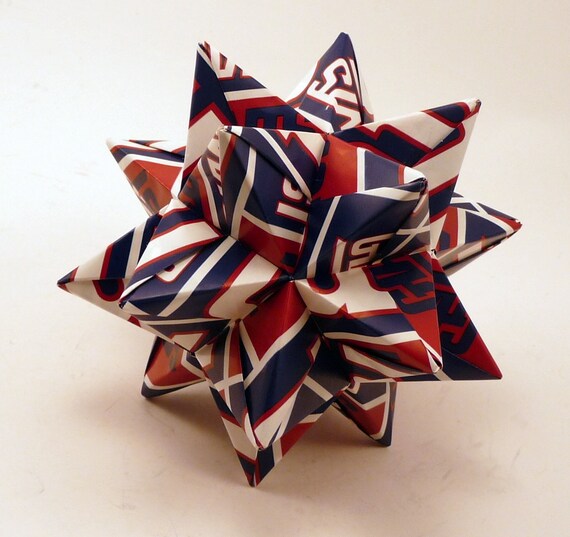 Medium Origami Star Made From New York Giants Paper Giants Ornament New York Nfl Decoration
