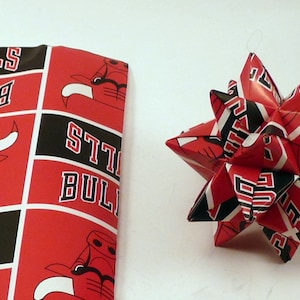 Small Origami Star Made From Licensed Chicago Bulls Paper, Chicago Basketball Star, Bulls Ornament, Chicago Bulls Decoration image 2