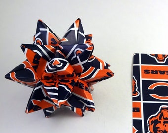 Medium Ornament made from Chicago Bears Paper, Bears Star, NFL Ornament, Chicago Bears Decoration