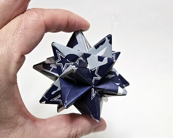 Small Origami Star Made From Dallas Cowboys paper, Cowboys star, Dallas Football Ornament, Cowboys Decoration