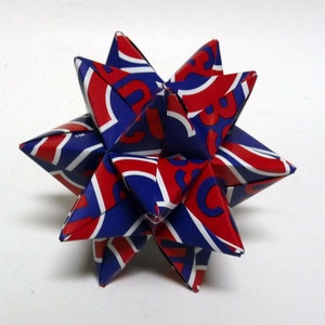Medium Origami Star Made From Official Chicago Cubs Paper, Cubs Ornament, Chicago Baseball Star, Cubs Baseball Decoration