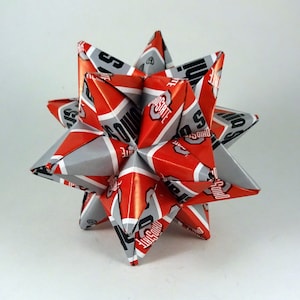 Medium Origami Star Made From Licensed Ohio State University Paper, Ohio State Ornament, Buckeyes Decoration