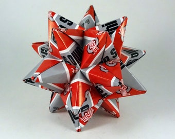 Medium Origami Star Made From Licensed Ohio State University Paper, Ohio State Ornament, Buckeyes Decoration