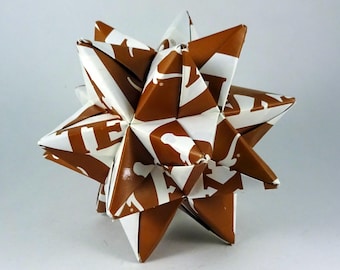 Medium Origami Star made From Texas Longhorns Paper, Longhorns Star, University of Texas decoration