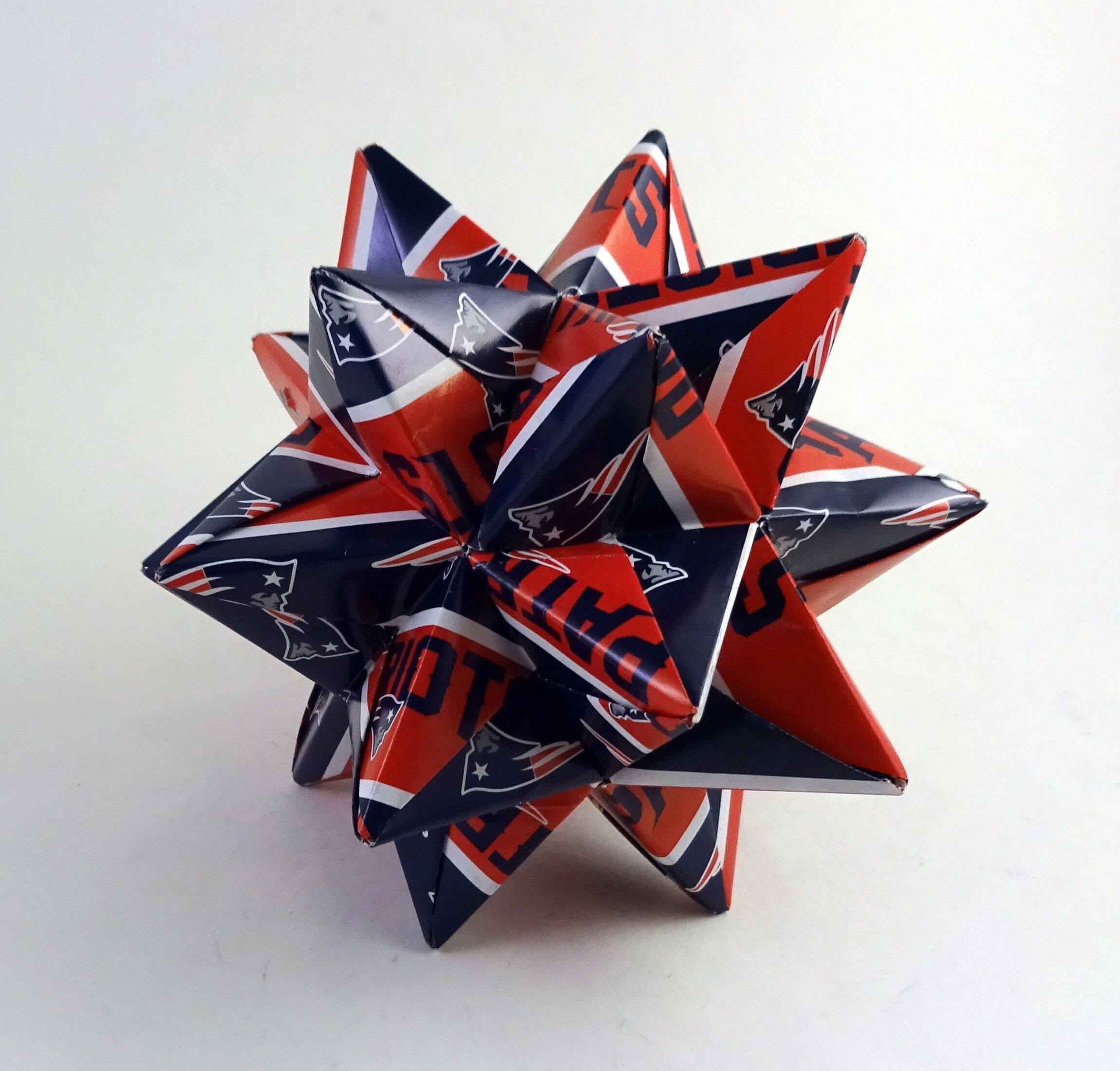 Medium Star made with New England Patriots paper, Ornament, Christmas Ornament, decoration