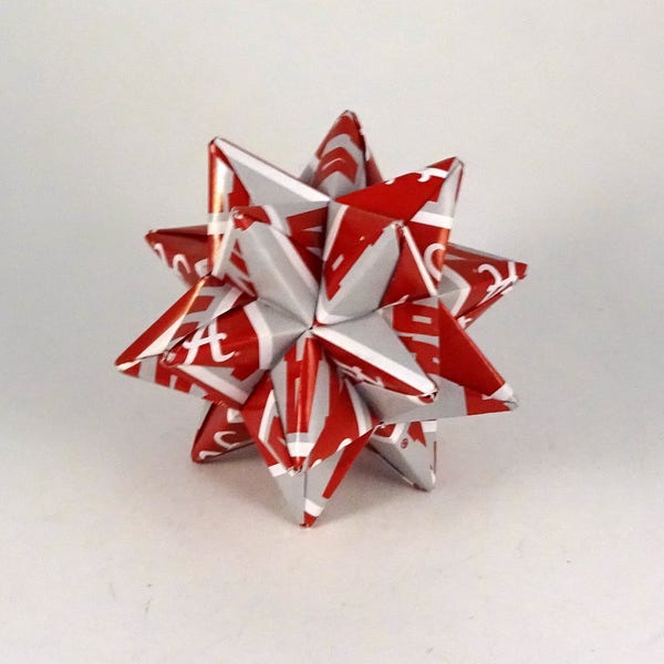 Kleine Origami Stern hergestellt aus lizenzierten Universität von Alabama Crimson Tide NCAA Papier, Bama Ornament, Crimson Tide-Dekoration