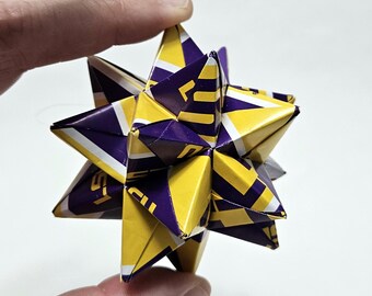 Small Origami Star Made From Licensed Louisiana State University Tigers Paper, LSU Tigers Ornament, LSU Tigers Star, LSU Tigers Decoration