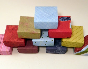 Set of 10 Small Gift Boxes, Jewelry Box, Origami  Box, Favor Box, Hand Made Box, Colorful Box