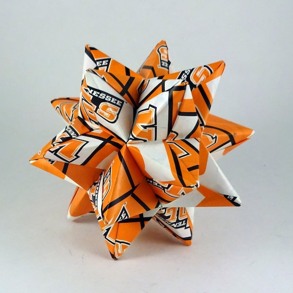 Medium Origami Star Made From Tennessee Volunteers paper, Tennessee Vols star, Tennessee Ornament, Volunteers Decoration