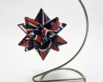 Small Origami Star Made From New England Patriots paper, Patriots star, New England Football Ornament, Patriots Decoration
